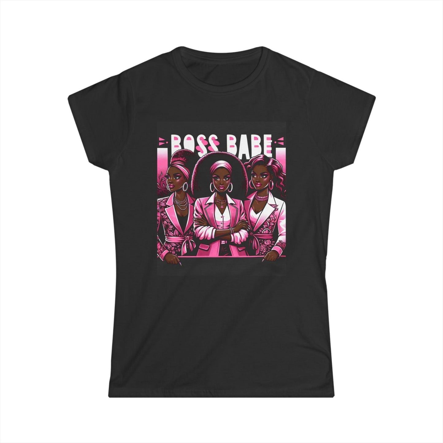 'Boss Babe' Shirt with Three Black Women in Pink: Celebrate Strength and Style - Oceanfront Products