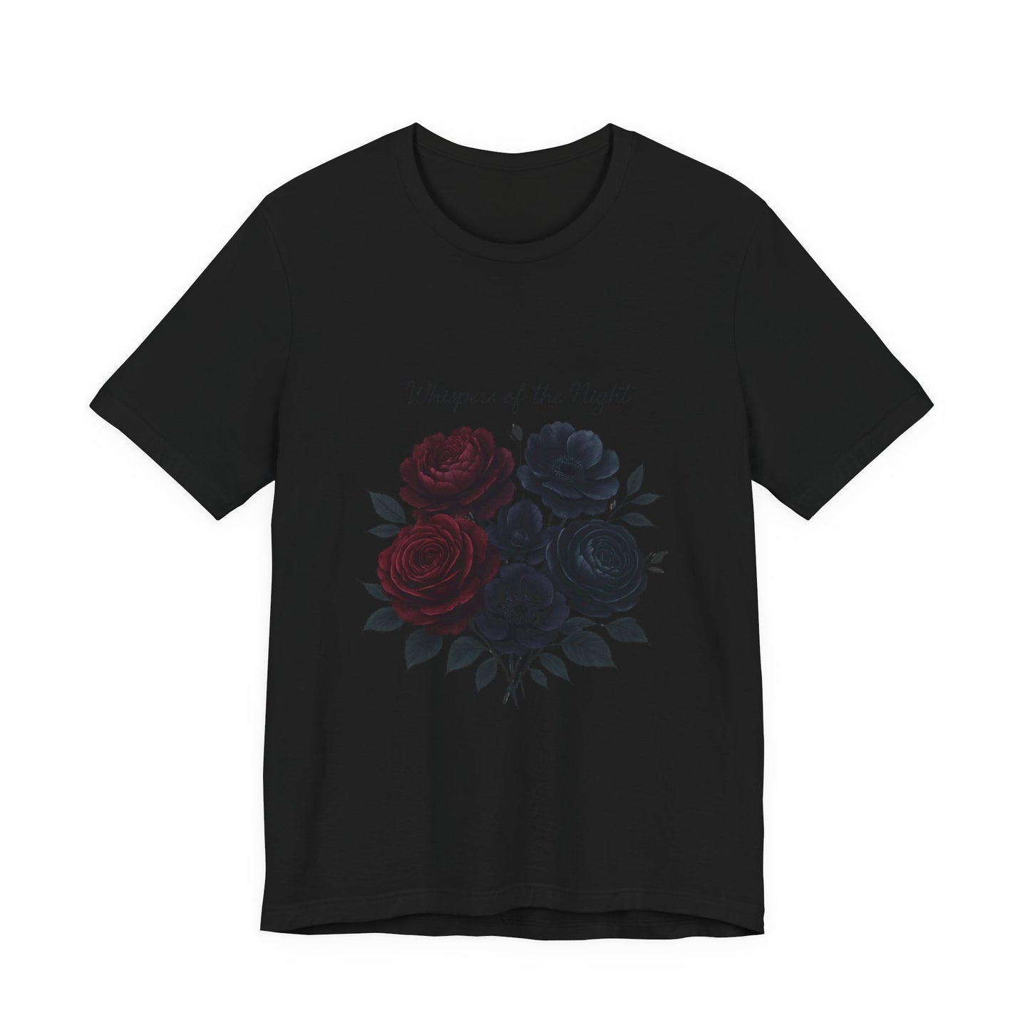 Whispers of the Night floral bouquet T-Shirt | dark roses