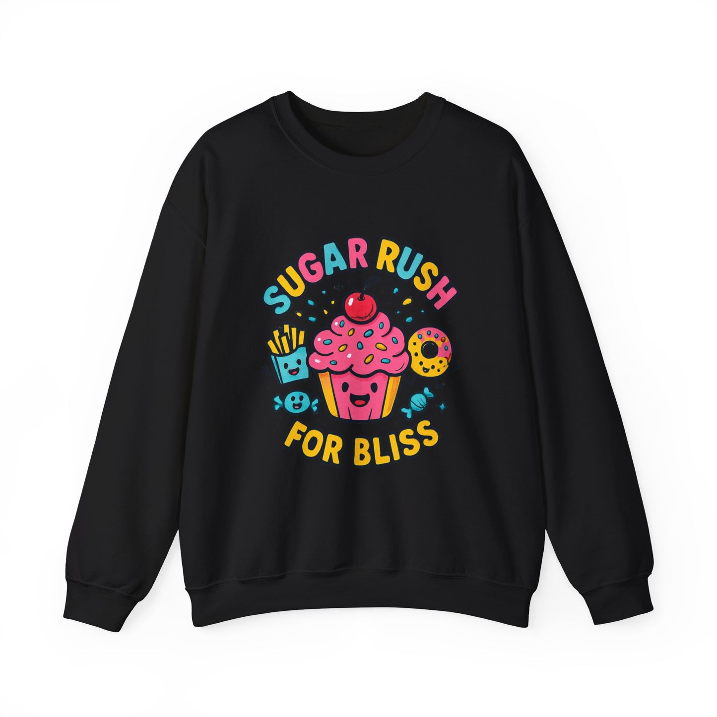 Crewneck Sweatshirt with Sugar Rush Snacks and Cakes Design - Oceanfront Products