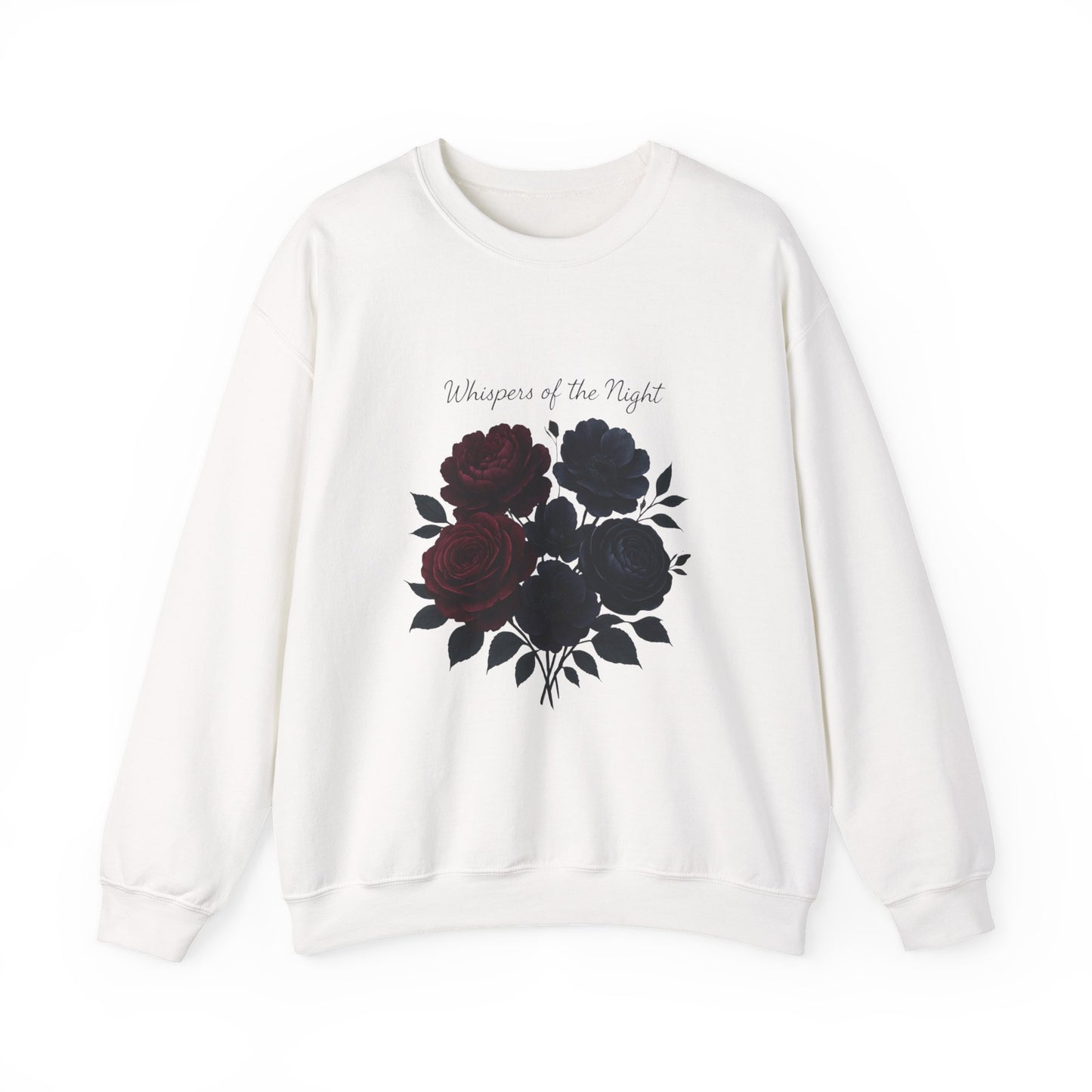 Whispers of the Night floral roses Sweatshirt | dark red black bouquet