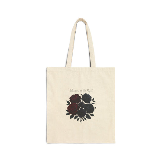 Dark Floral Bouquet Tote Bag | Minimal Botanical Canvas