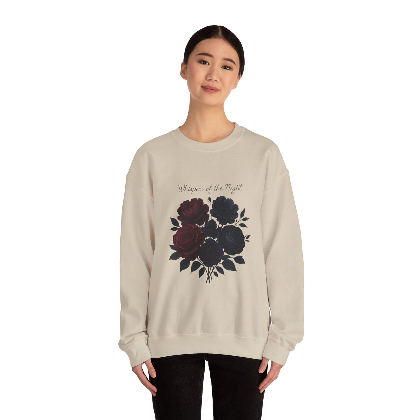 Whispers of the Night floral roses Sweatshirt | dark red black bouquet