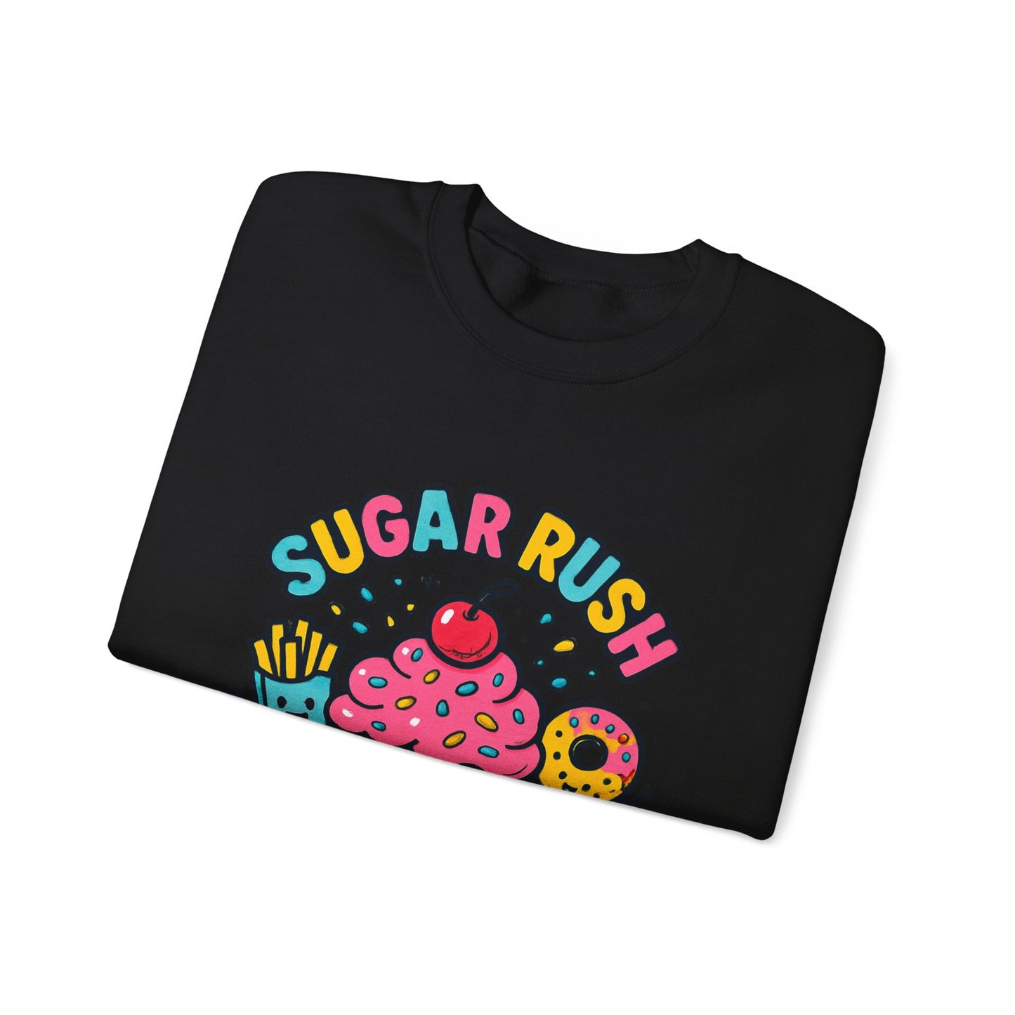 Crewneck Sweatshirt with Sugar Rush Snacks and Cakes Design - Oceanfront Products