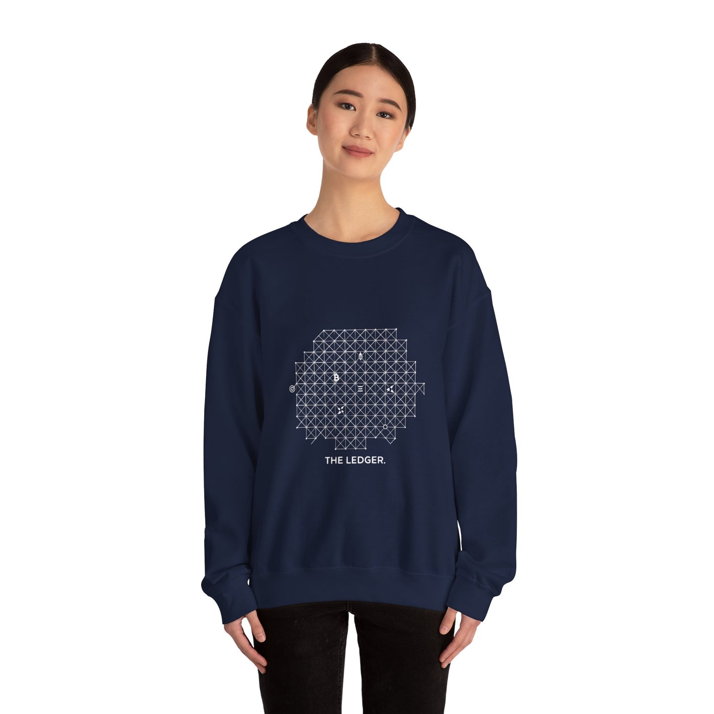 The Ledger Crewneck Sweatshirt — Geometric Crypto Grid Design