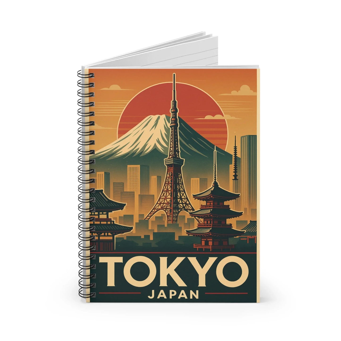 Tokyo Japan Spiral Notebook - Vintage Travel Design, Aesthetic Journal, Study Notebook, Gift for Travelers, Office Supplies