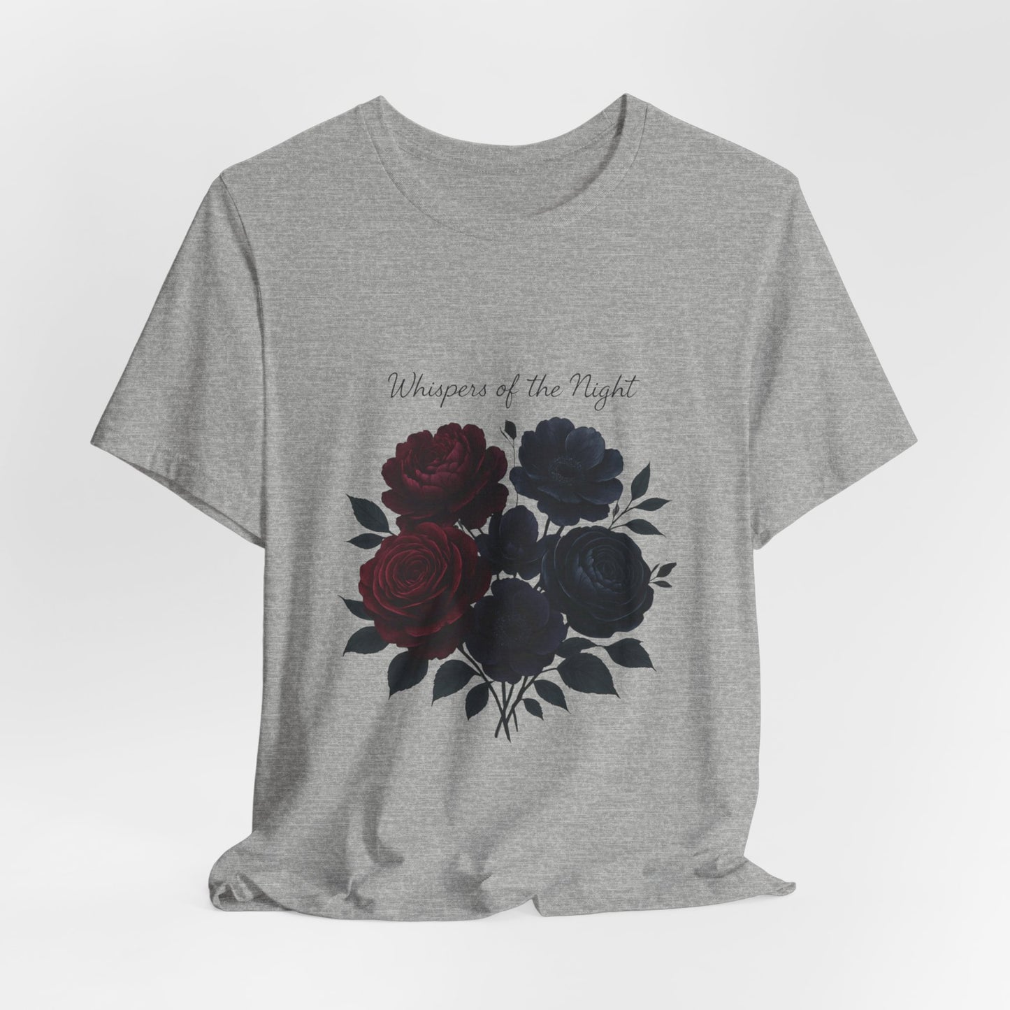 Whispers of the Night floral bouquet T-Shirt | dark roses