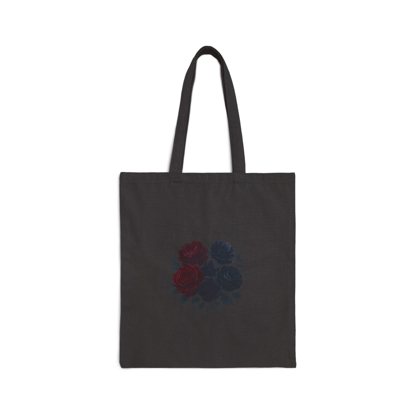Dark Floral Bouquet Tote Bag | Minimal Botanical Canvas