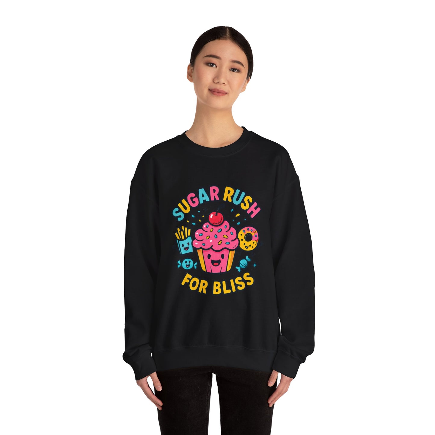 Crewneck Sweatshirt with Sugar Rush Snacks and Cakes Design - Oceanfront Products