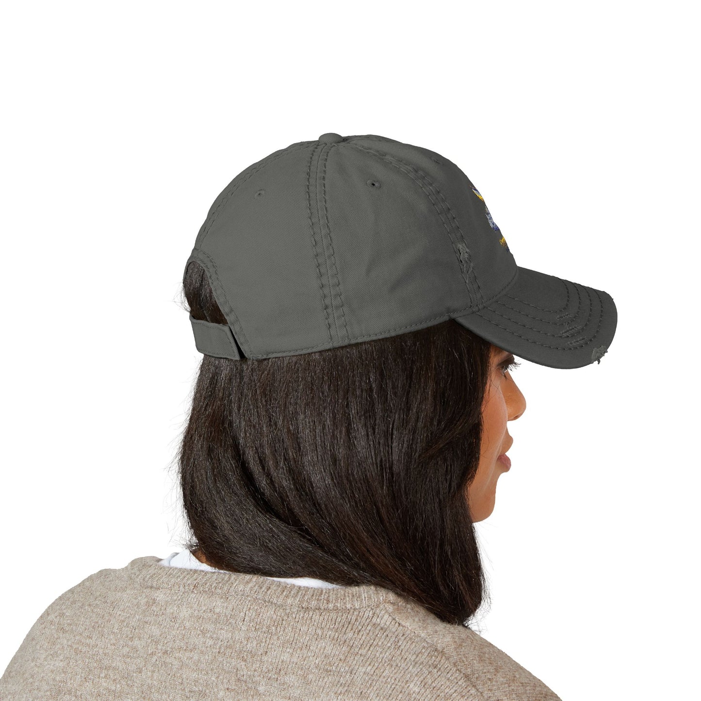 Distressed Embroidered Whale Tail Dad Hat — Coastal Casual Baseball Cap