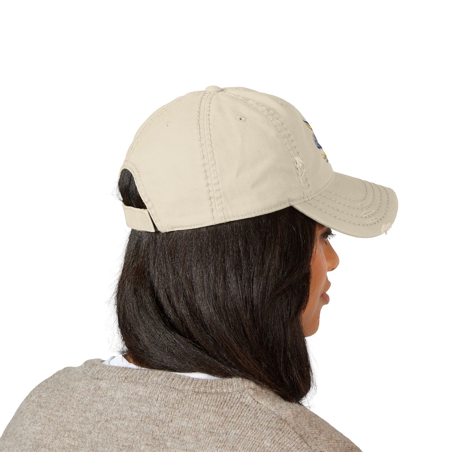 Distressed Embroidered Whale Tail Dad Hat — Coastal Casual Baseball Cap
