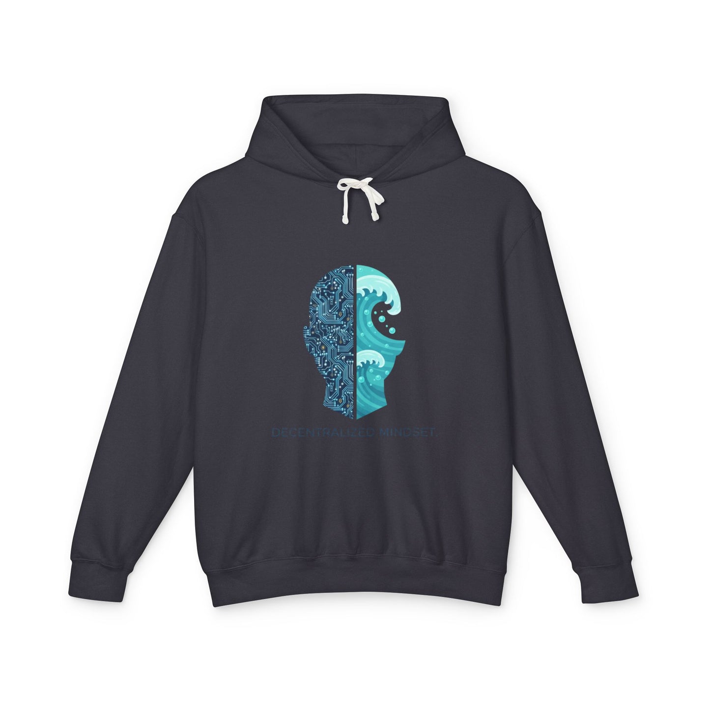 Decentralized Mindset Hoodie — Ocean Wave Split Face Graphic Hooded Sweatshirt