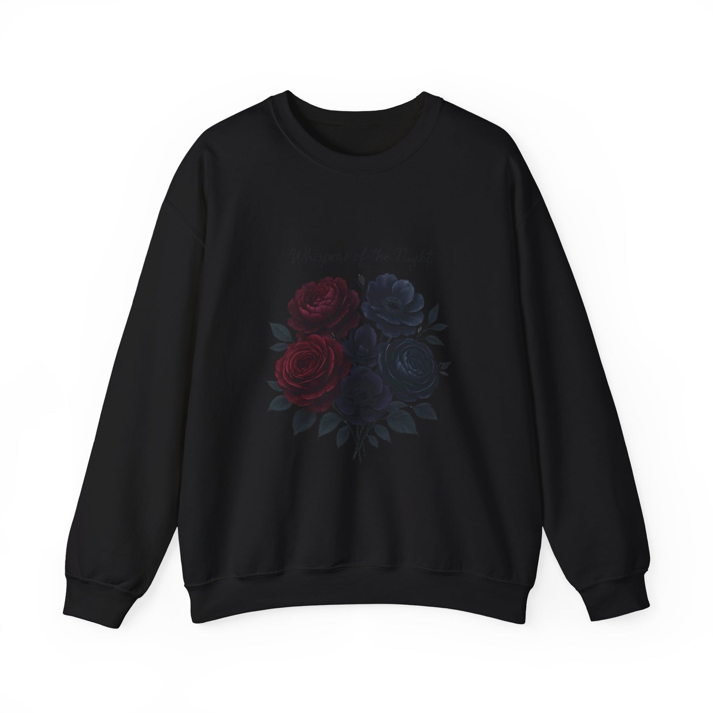 Whispers of the Night floral roses Sweatshirt | dark red black bouquet