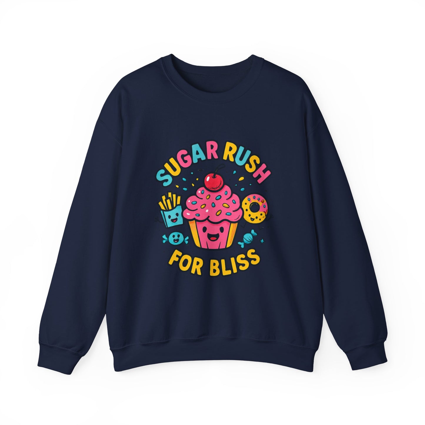 Crewneck Sweatshirt with Sugar Rush Snacks and Cakes Design - Oceanfront Products