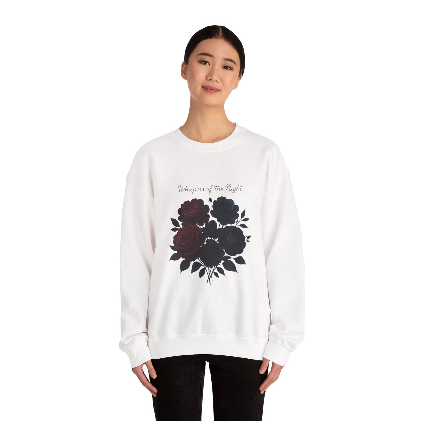 Whispers of the Night floral roses Sweatshirt | dark red black bouquet