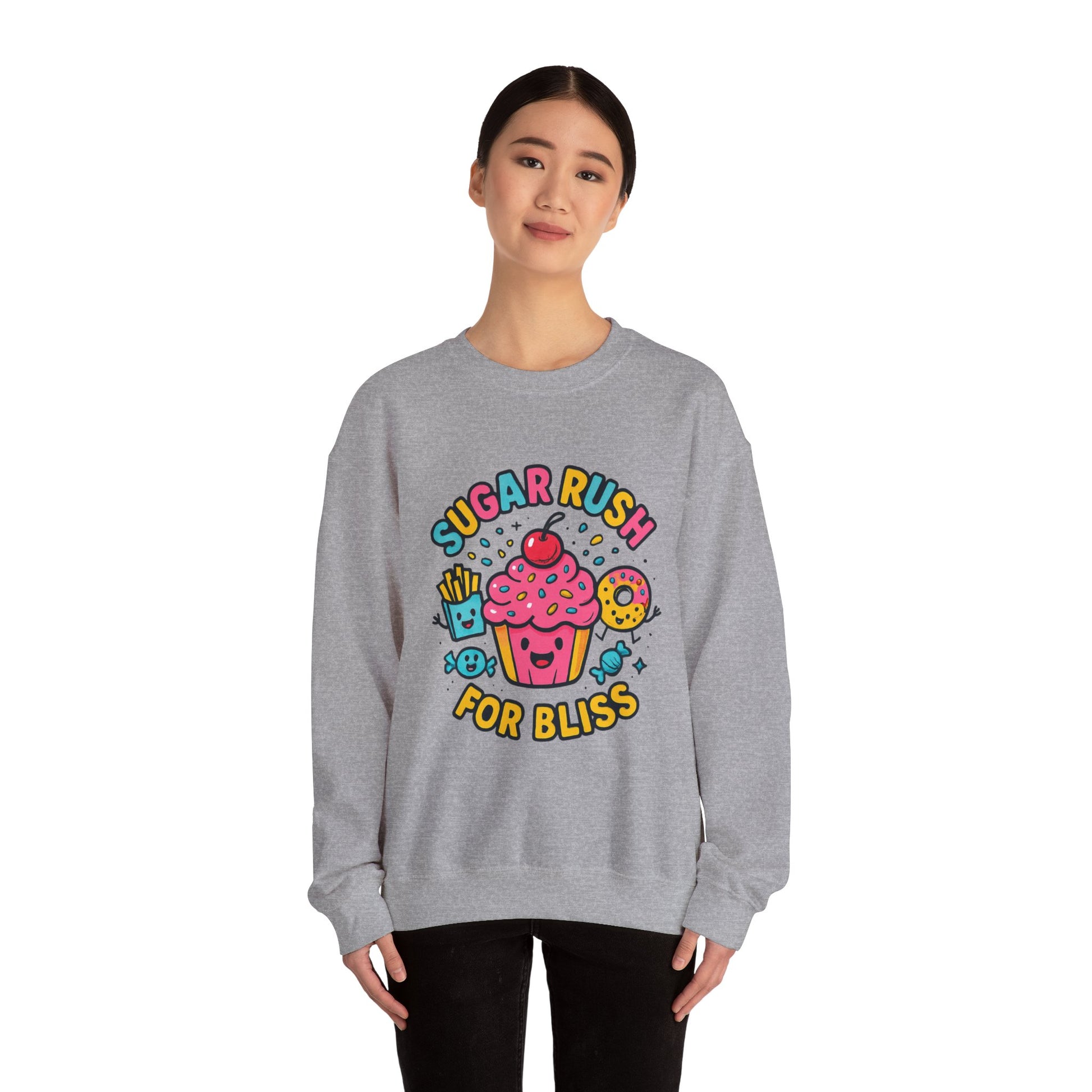 Crewneck Sweatshirt with Sugar Rush Snacks and Cakes Design - Oceanfront Products
