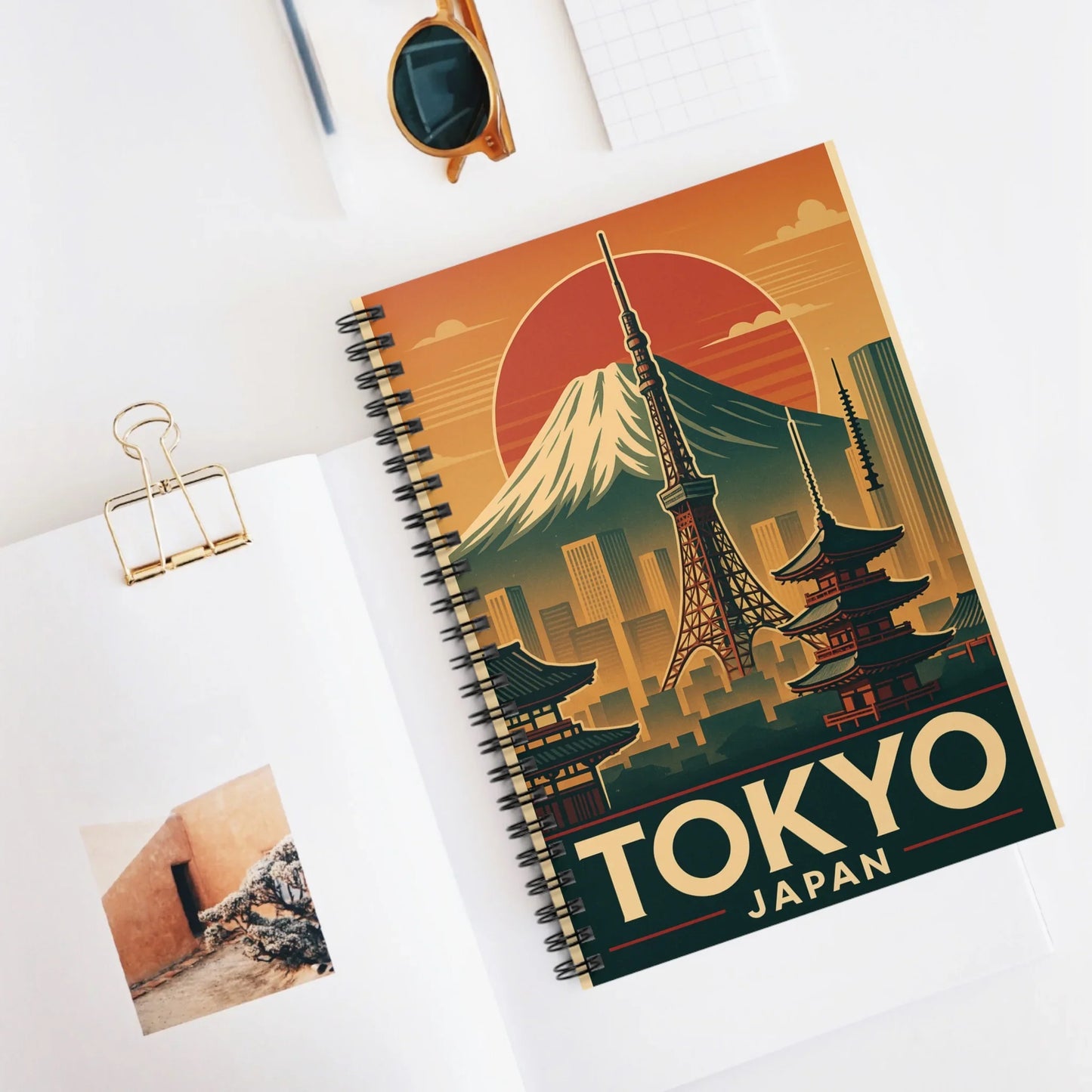 Tokyo Japan Spiral Notebook - Vintage Travel Design, Aesthetic Journal, Study Notebook, Gift for Travelers, Office Supplies