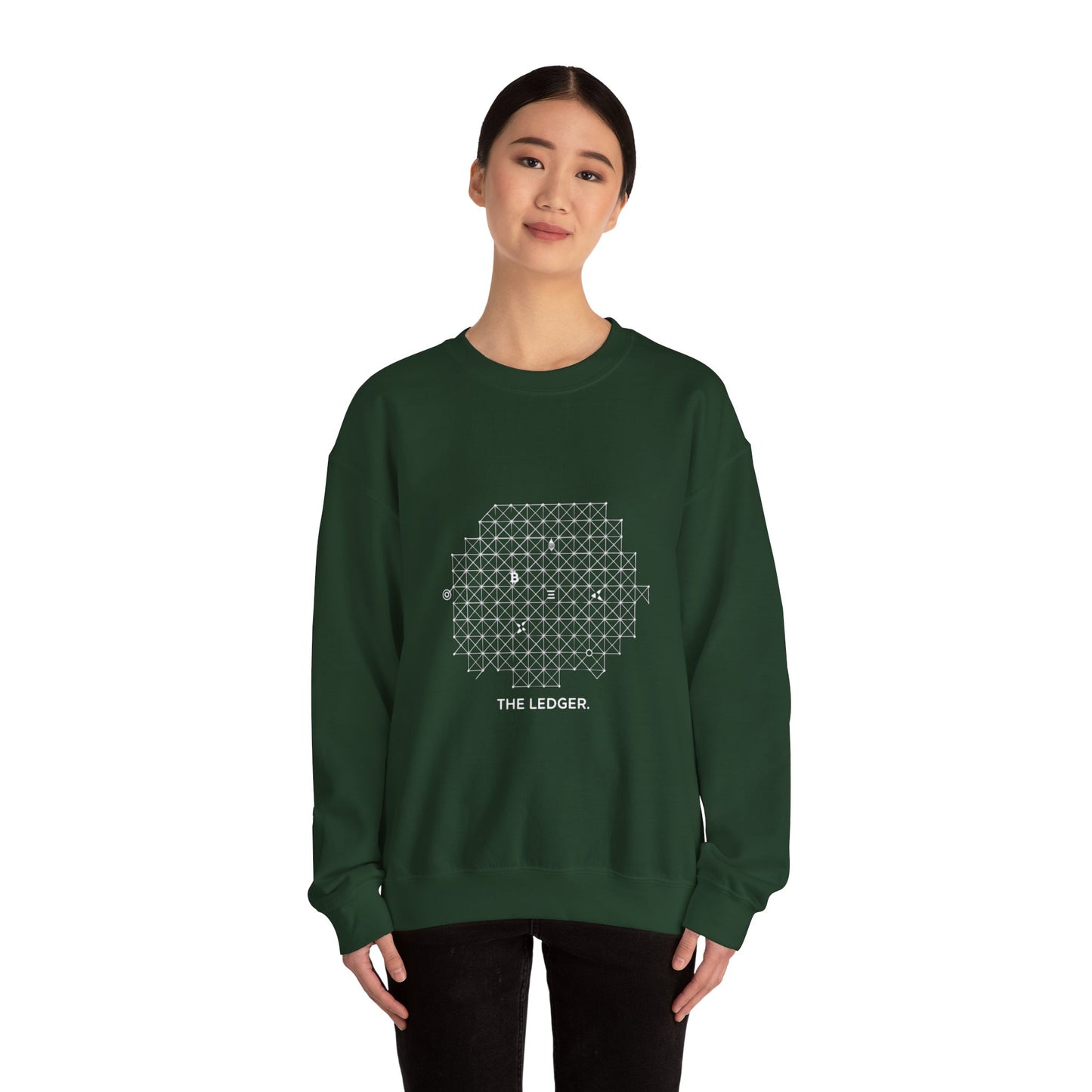 The Ledger Crewneck Sweatshirt — Geometric Crypto Grid Design