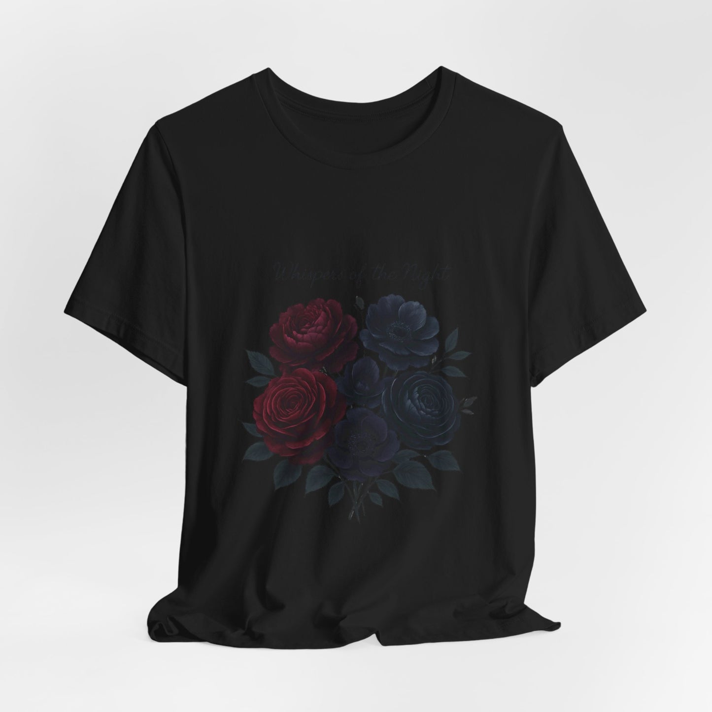 Whispers of the Night floral bouquet T-Shirt | dark roses