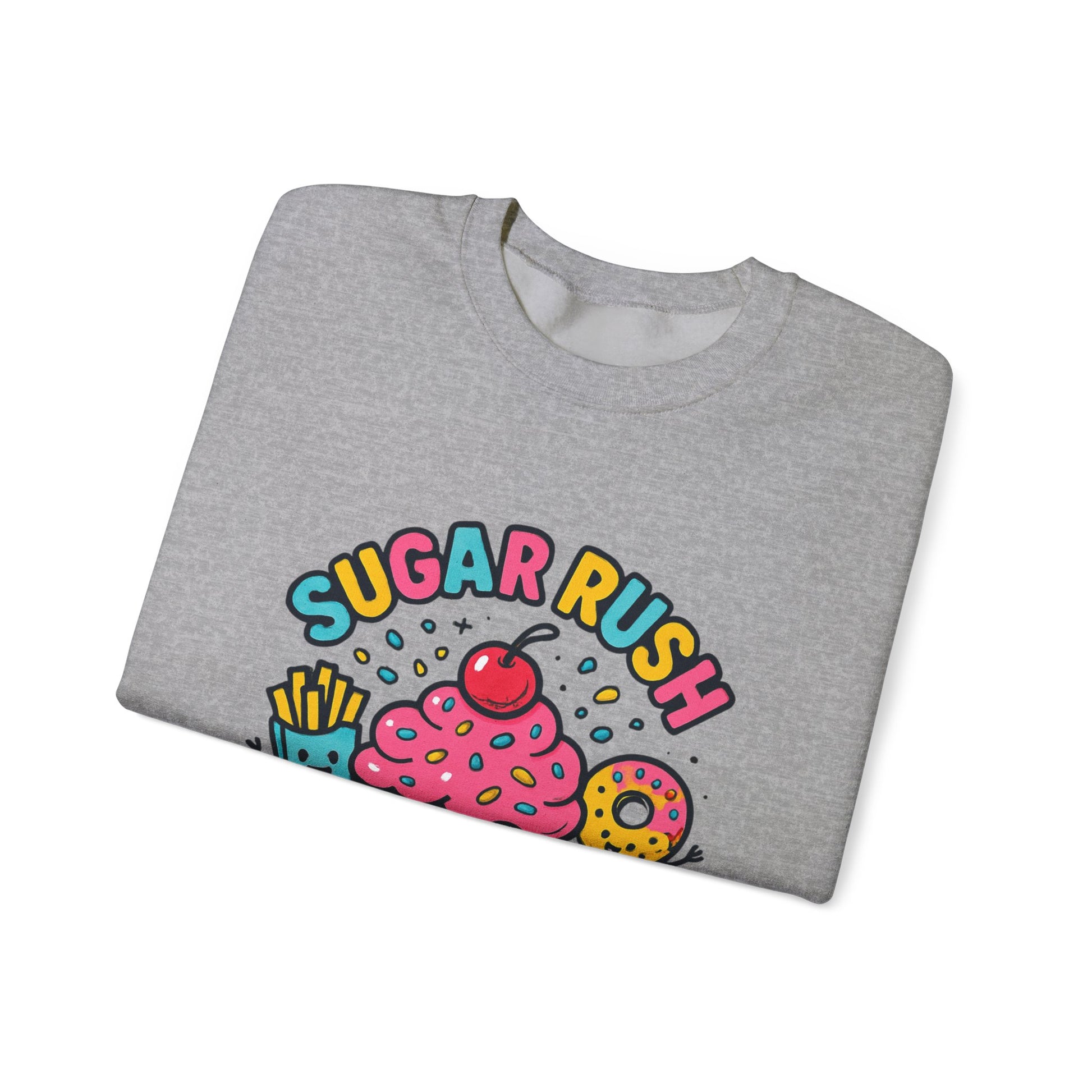 Crewneck Sweatshirt with Sugar Rush Snacks and Cakes Design - Oceanfront Products