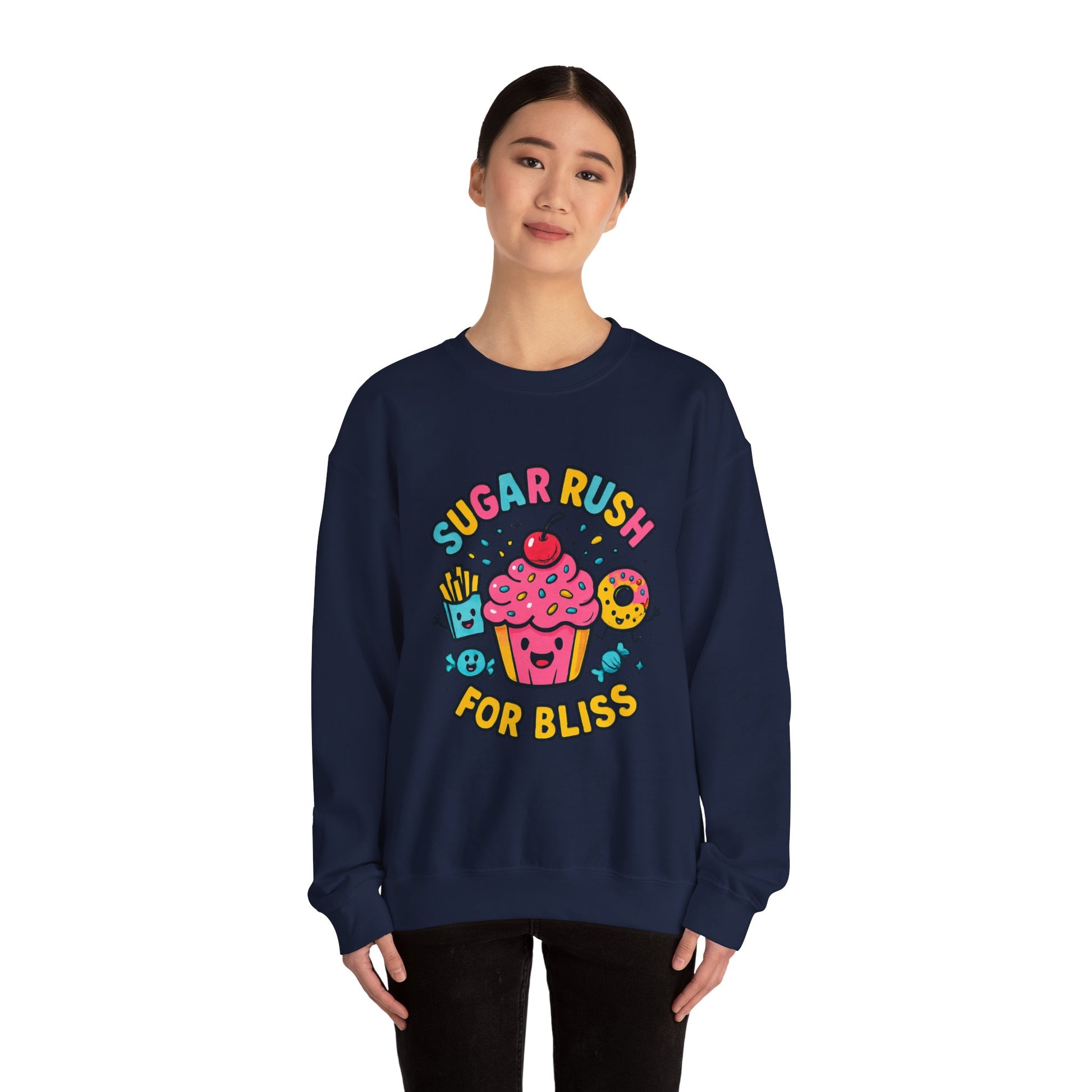 Crewneck Sweatshirt with Sugar Rush Snacks and Cakes Design - Oceanfront Products
