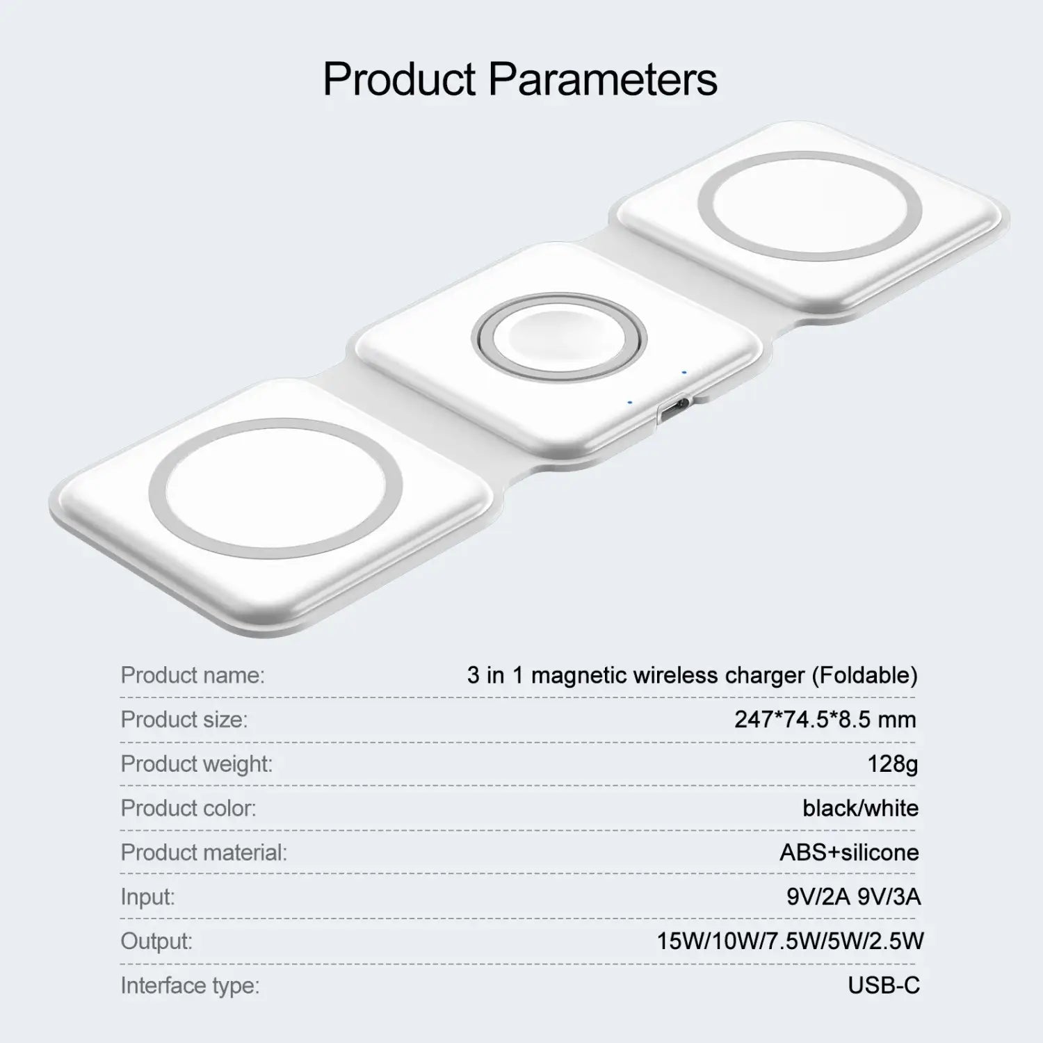 3-in-1 Magnetic Multi-function Charger Folding Wireless Charger for Xiaomi Apple Phone Headset Watch Airpods Charger