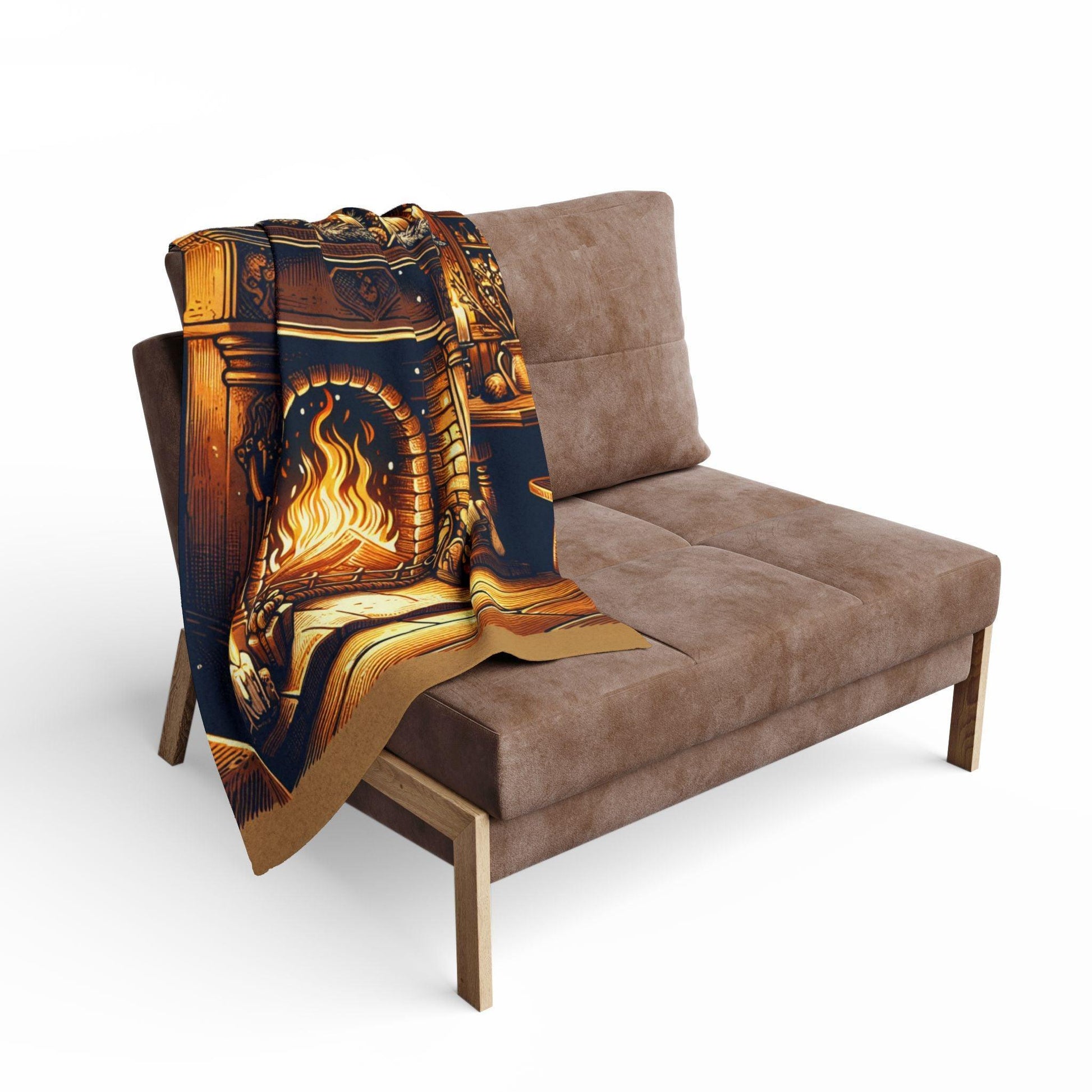 Fleece Blanket with Sizzling Fireplace Design - Oceanfront Products