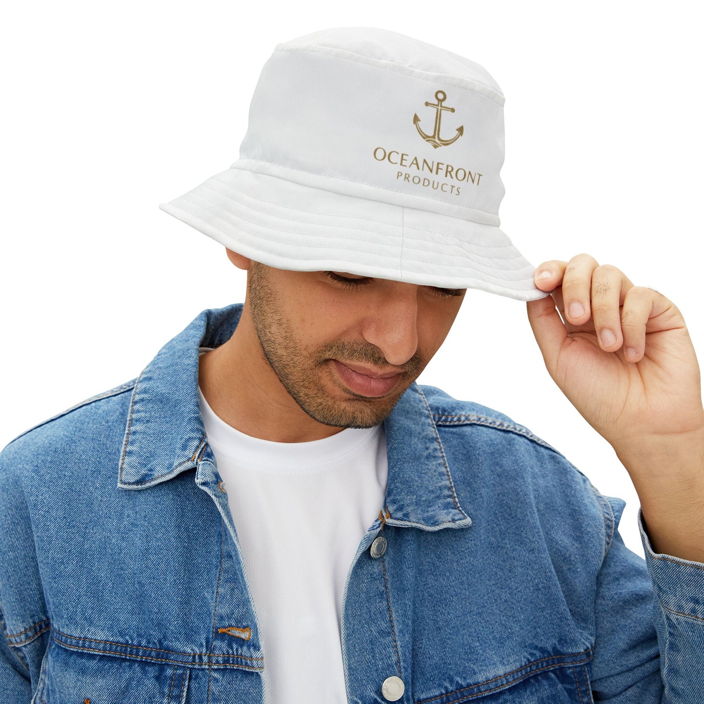 Oceanfront Anchor Embroidered Bucket Hat