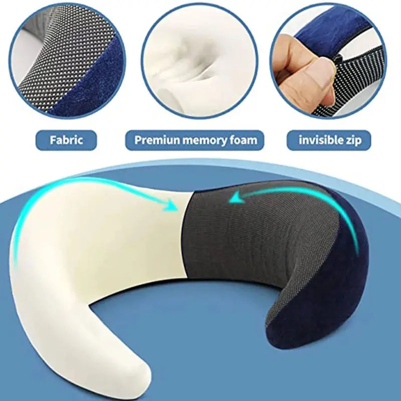 Travel Neck Pillow Non-Deformed Airplane Pillow Travel Neck Cushion Durable U-Shaped Travel Memory Cotton Nap Neck