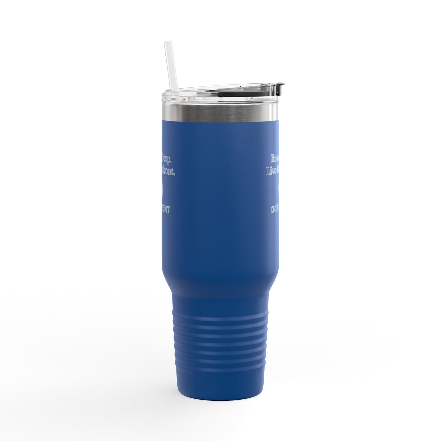 Oceanfront Insulated Travel Mug – “Breathe Deep. Live Oceanfront.” | Custom Name Option
