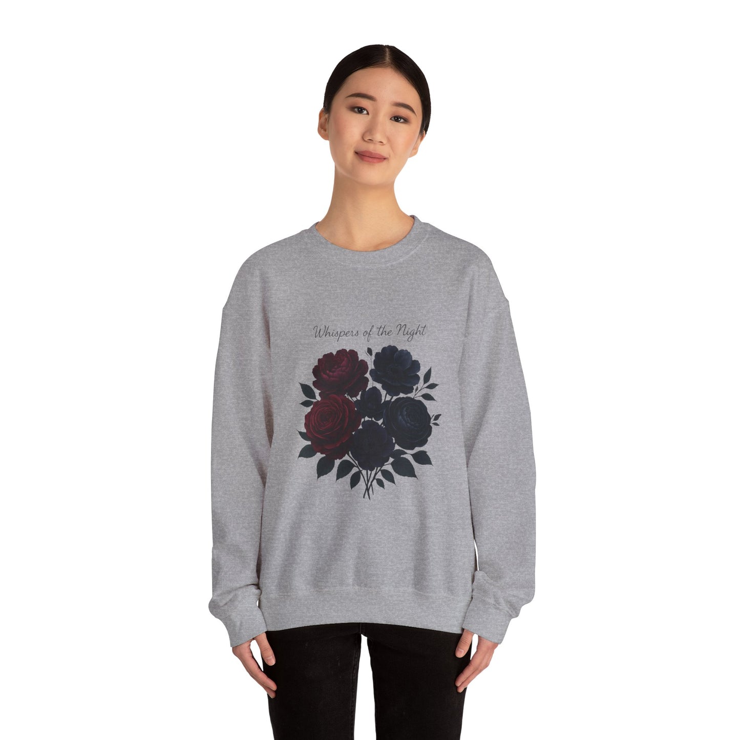 Whispers of the Night floral roses Sweatshirt | dark red black bouquet
