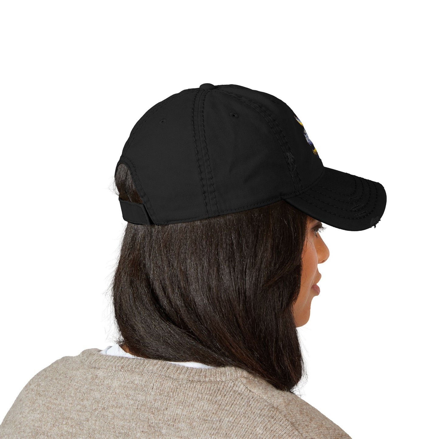 Distressed Embroidered Whale Tail Dad Hat — Coastal Casual Baseball Cap