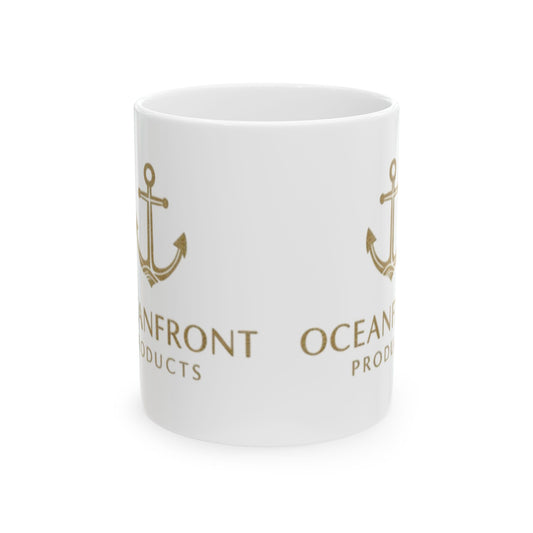 Nautical Anchor Ceramic Mug — Gold Anchor Coffee Cup (11oz & 15oz)