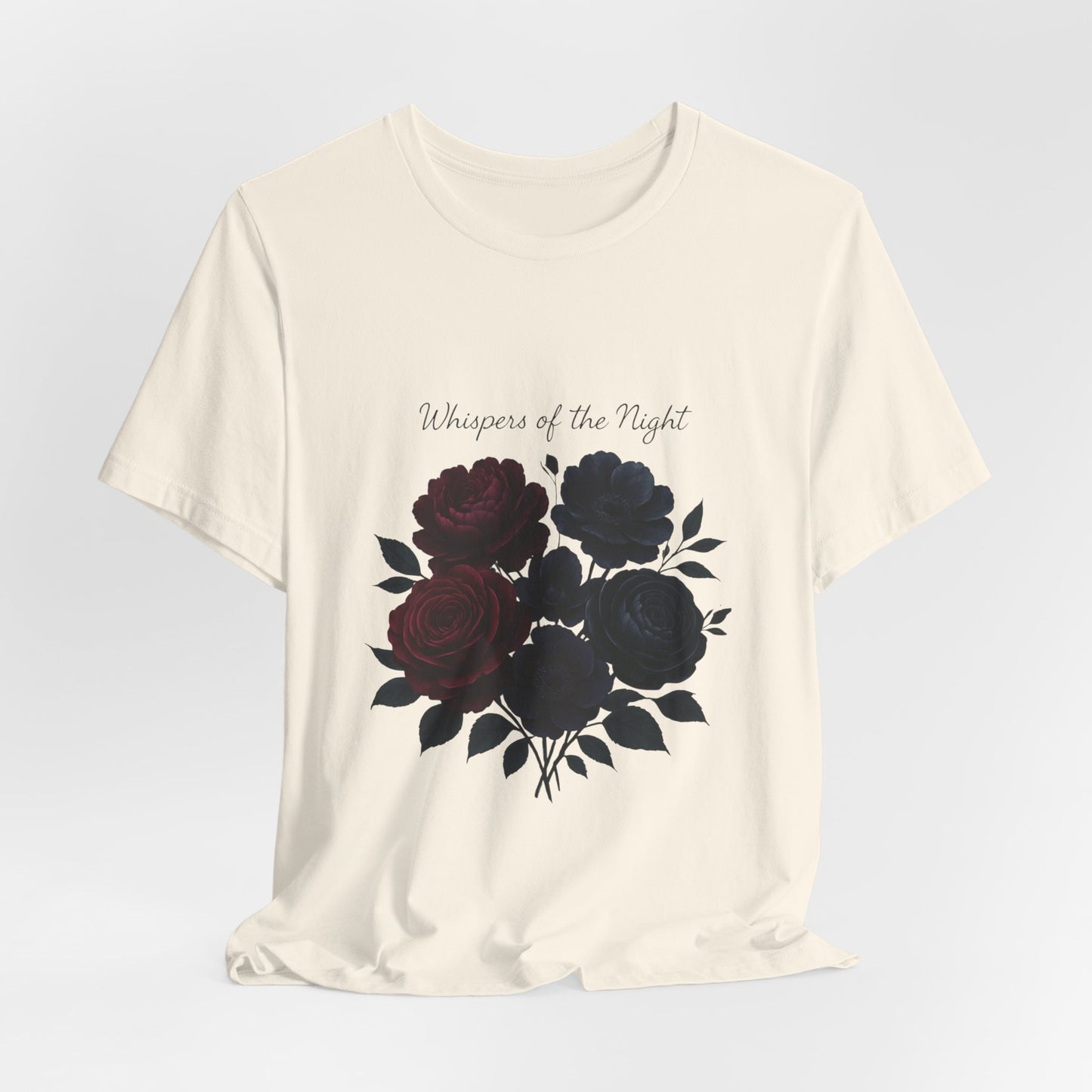 Whispers of the Night floral bouquet T-Shirt | dark roses