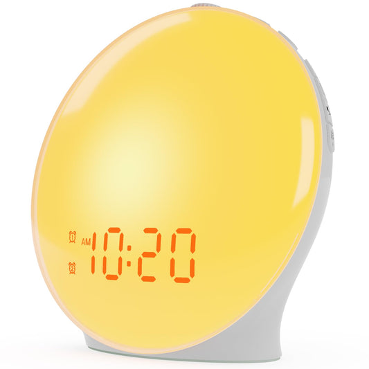 Oceanfront Sunrise Glow Clock – Wake-Up Light, Sleep Aid, Dual Alarm, 7 Colors, Natural Sunrise Simulation