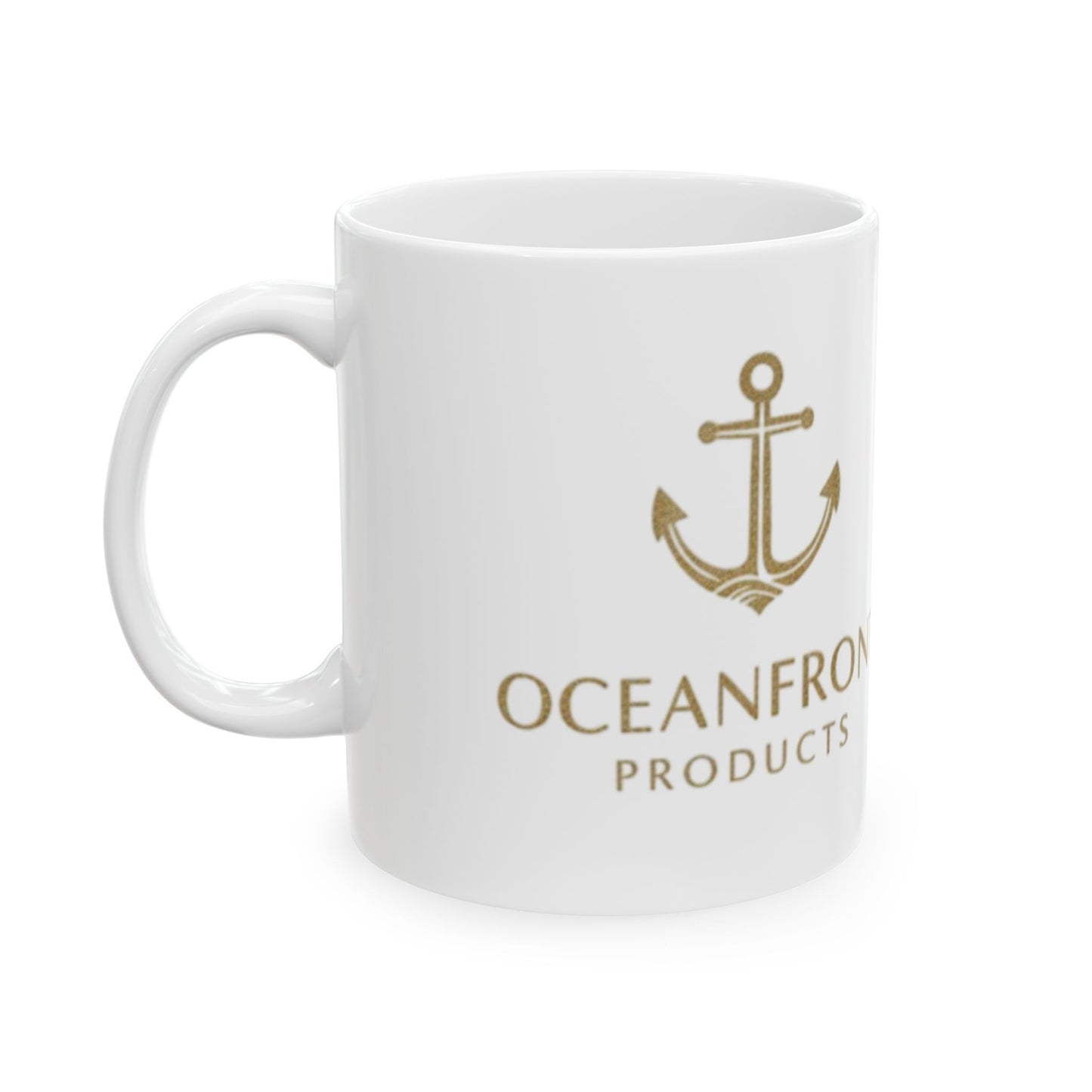 Nautical Anchor Ceramic Mug — Gold Anchor Coffee Cup (11oz & 15oz)