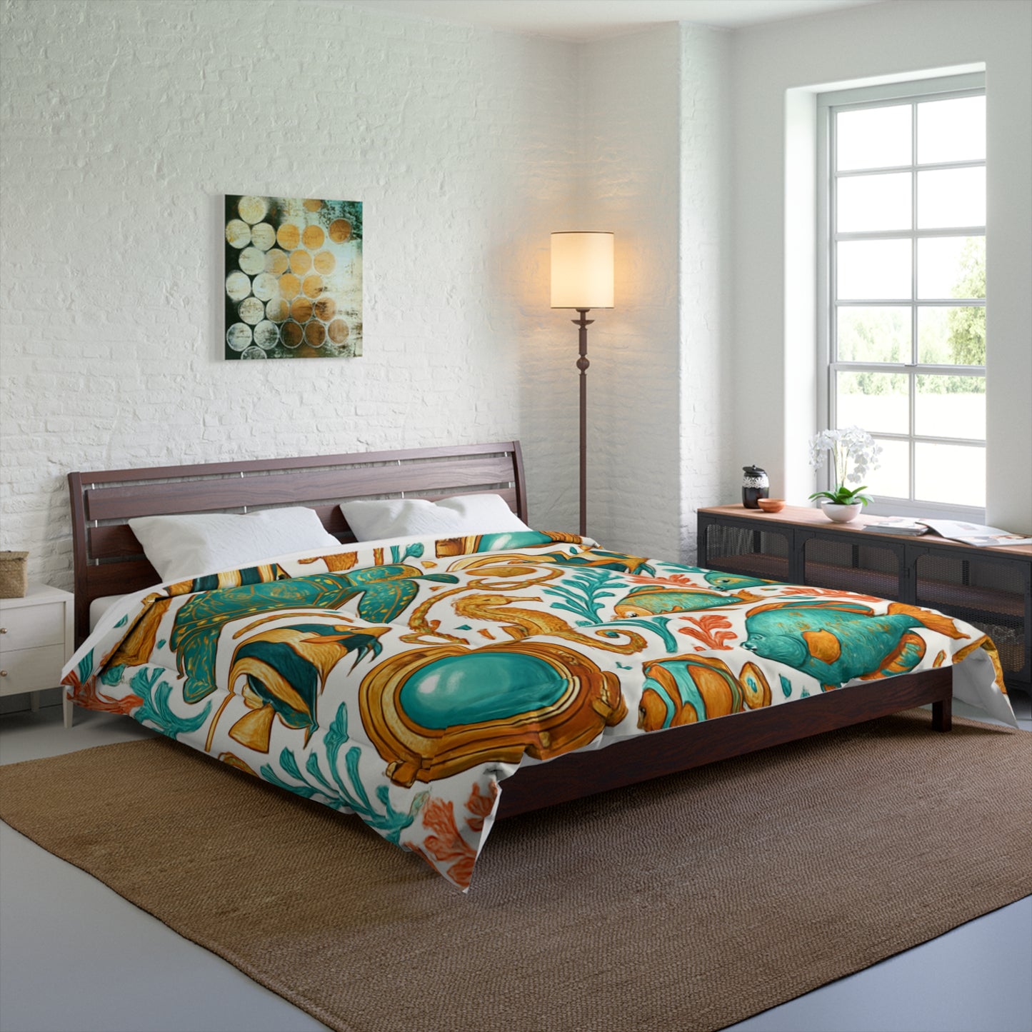 Undersea Coral Reef Comforter – Teal Turtle & Seahorse Bedding