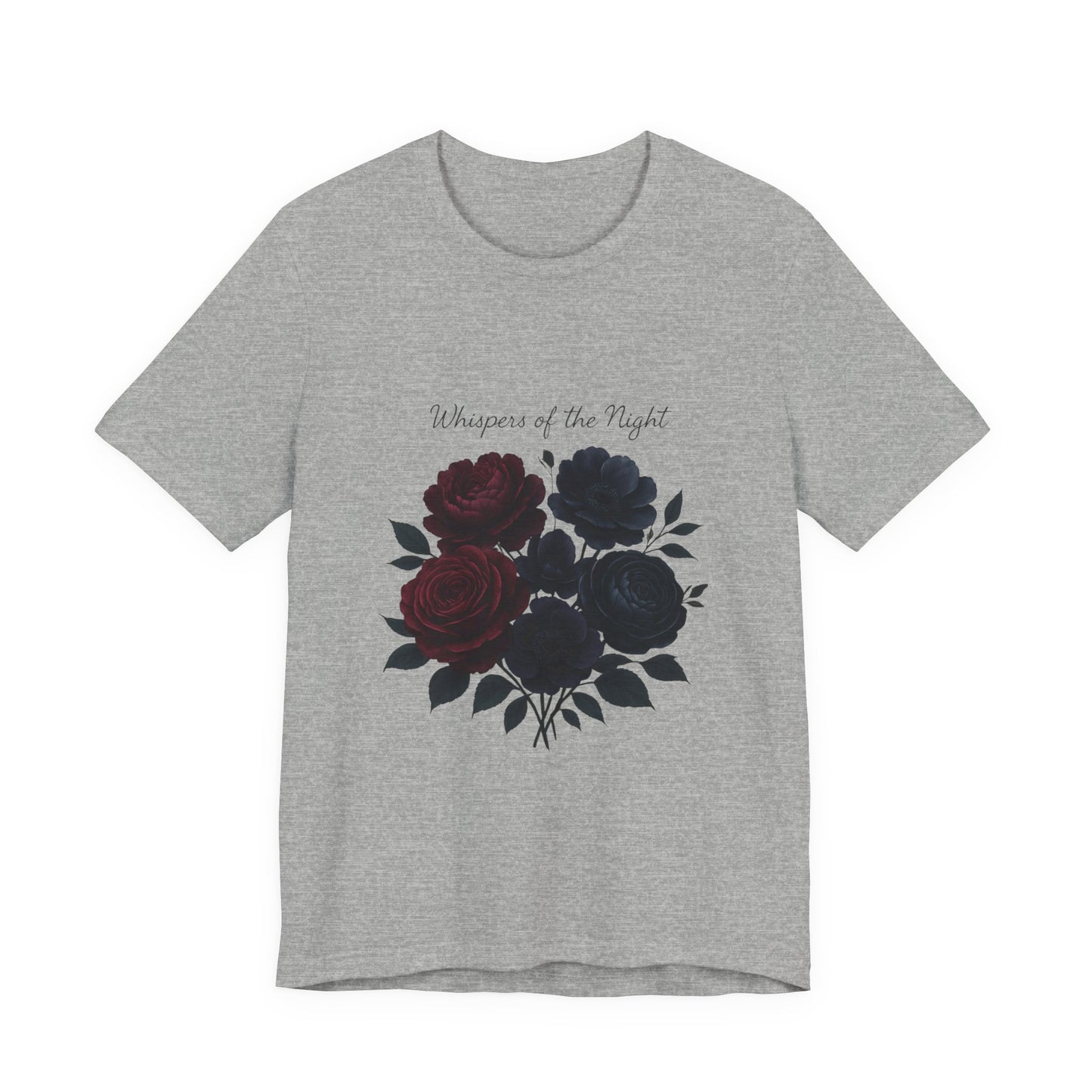 Whispers of the Night floral bouquet T-Shirt | dark roses