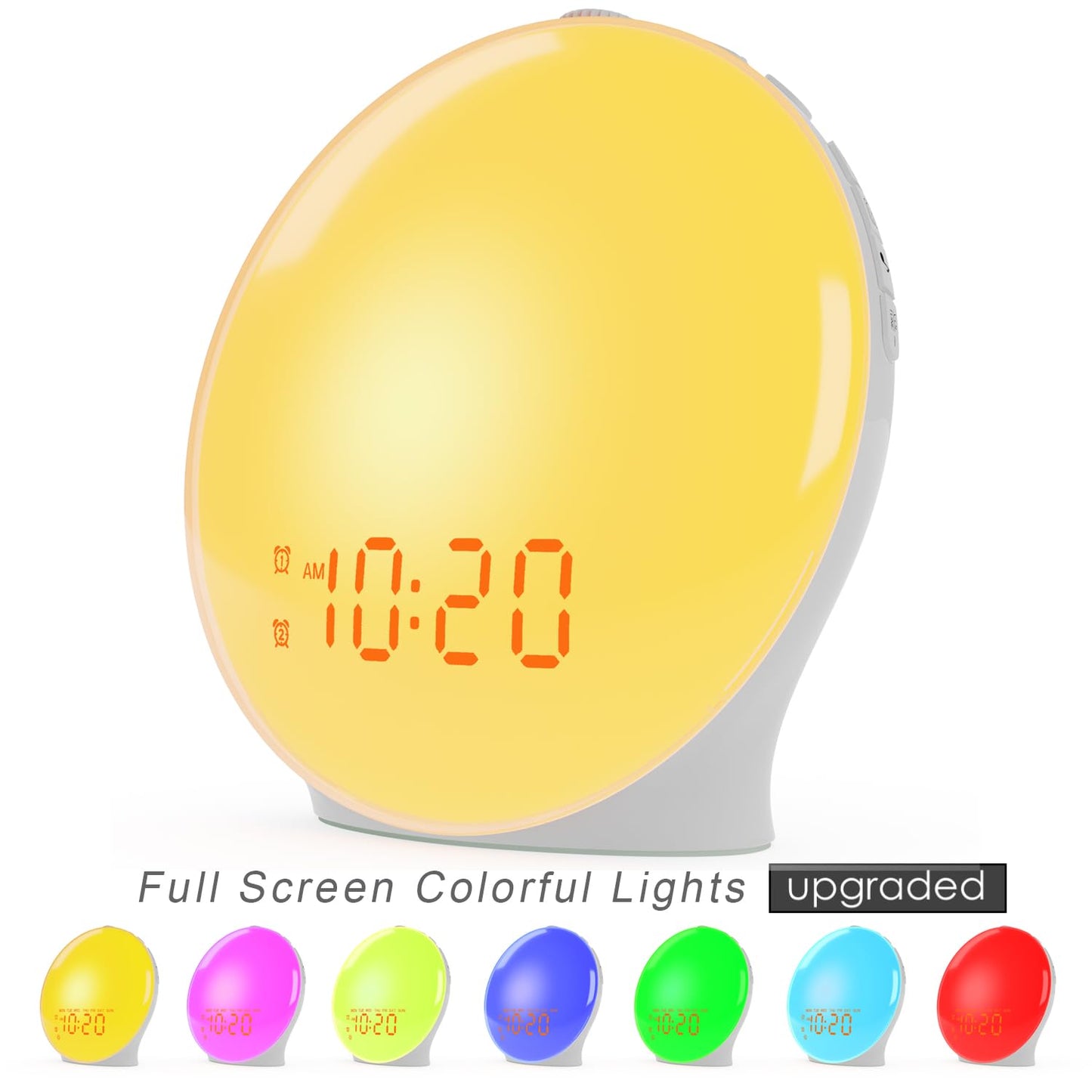 Oceanfront Sunrise Glow Clock – Wake-Up Light, Sleep Aid, Dual Alarm, 7 Colors, Natural Sunrise Simulation