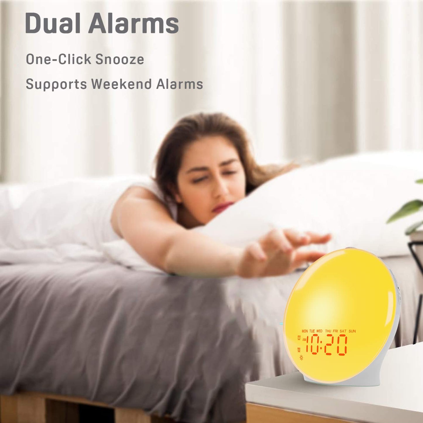 Oceanfront Sunrise Glow Clock – Wake-Up Light, Sleep Aid, Dual Alarm, 7 Colors, Natural Sunrise Simulation