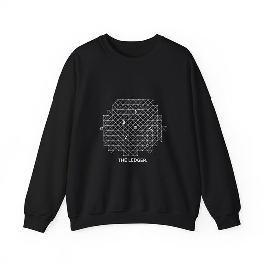 The Ledger Crewneck Sweatshirt — Geometric Crypto Grid Design