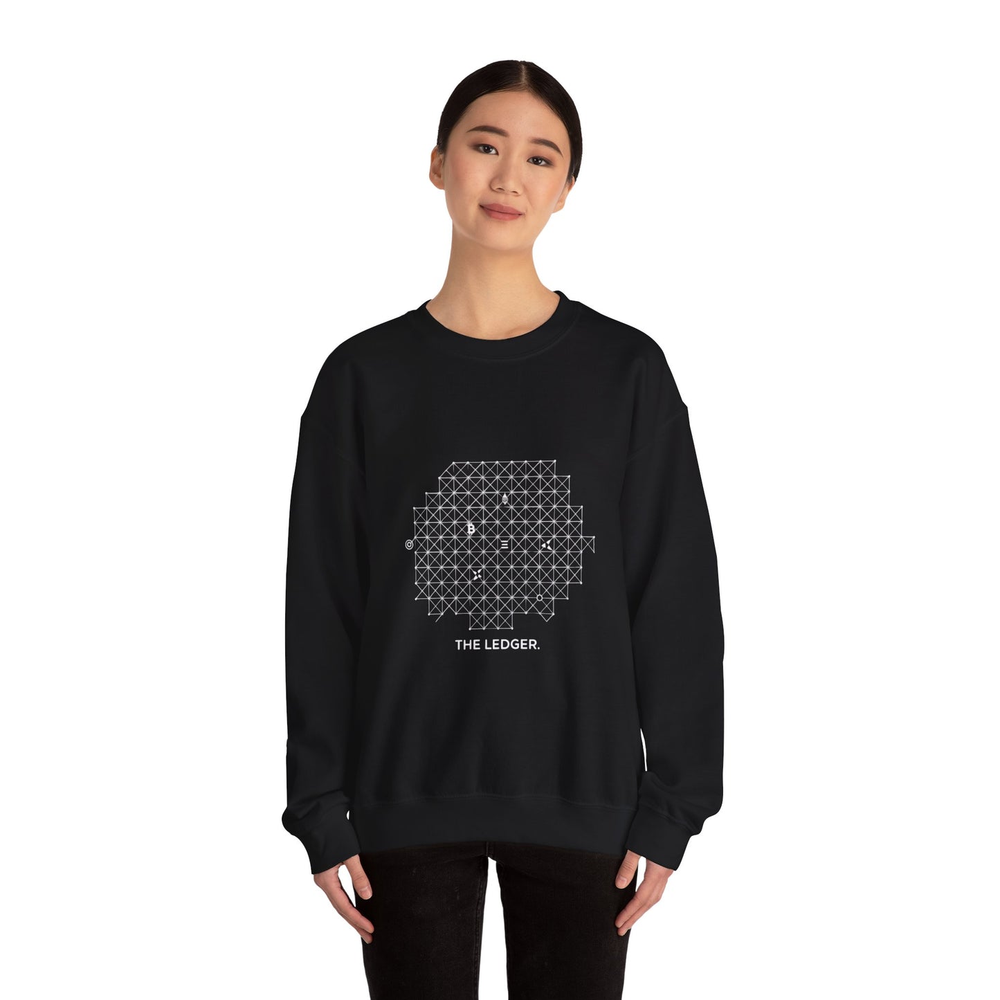 The Ledger Crewneck Sweatshirt — Geometric Crypto Grid Design