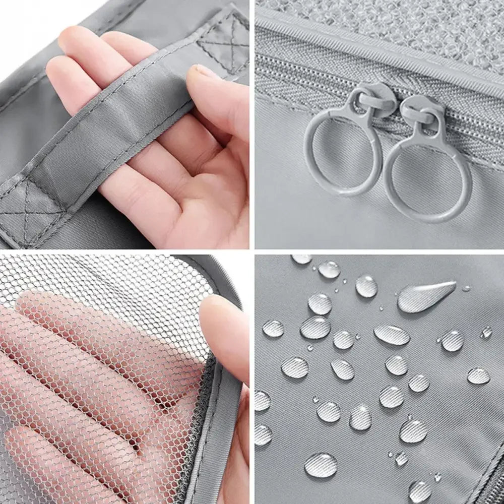 Gray travel organizer storage with suitcase packing cubes in a durable packing cubes set