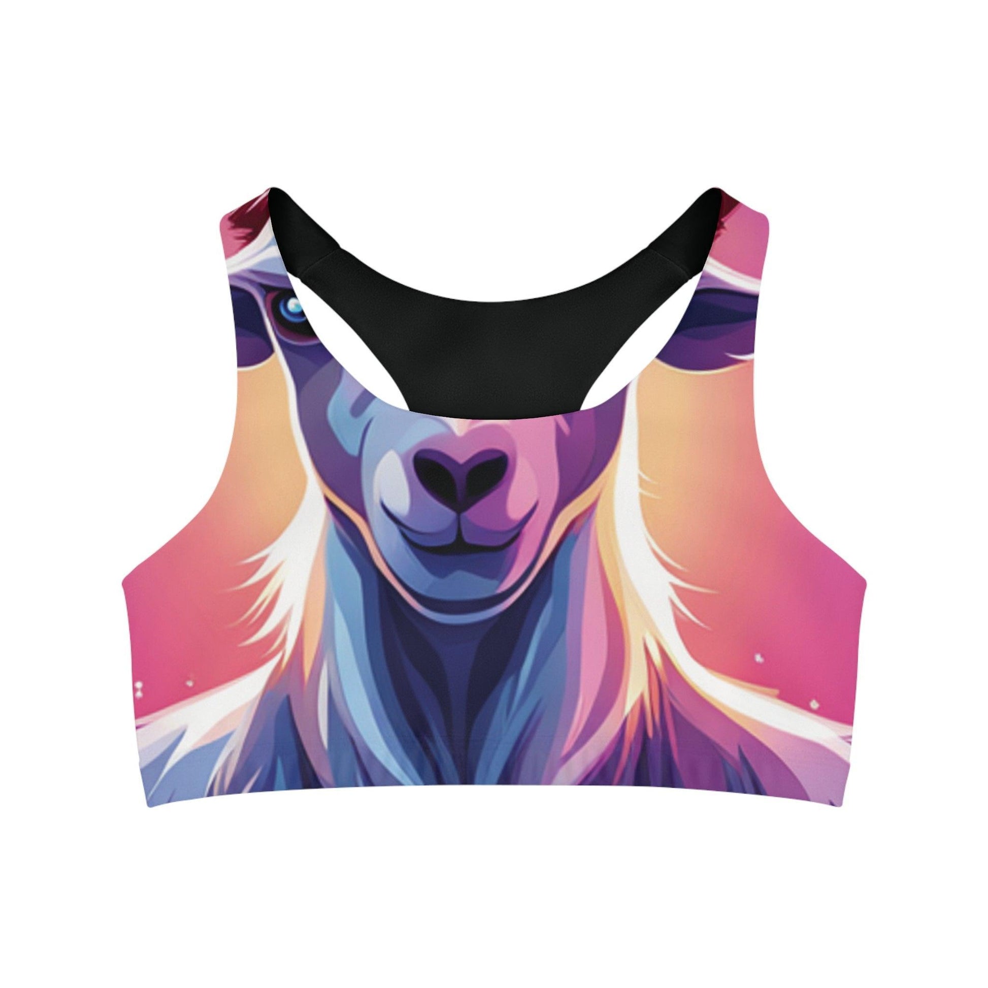 Vibrant Goat-Themed Sports Bra: Energize Your Workout with Playful Style - Oceanfront Products