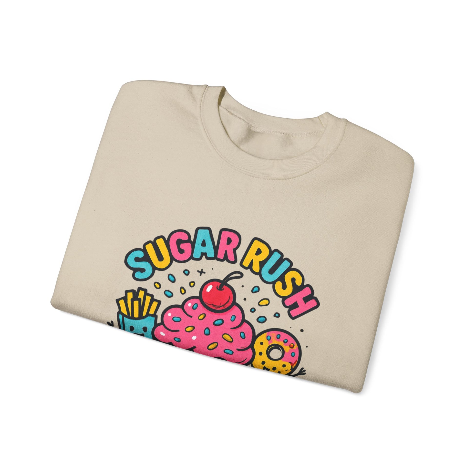 Crewneck Sweatshirt with Sugar Rush Snacks and Cakes Design - Oceanfront Products