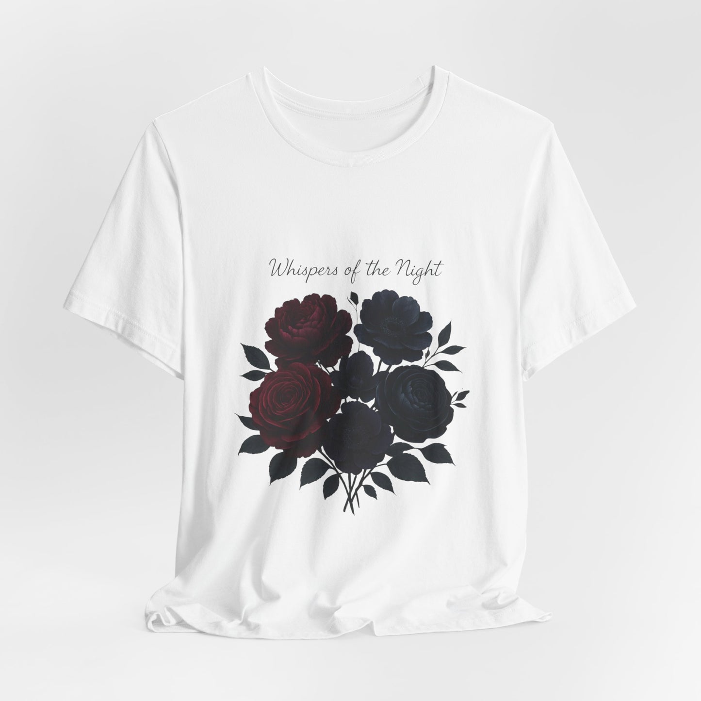 Whispers of the Night floral bouquet T-Shirt | dark roses