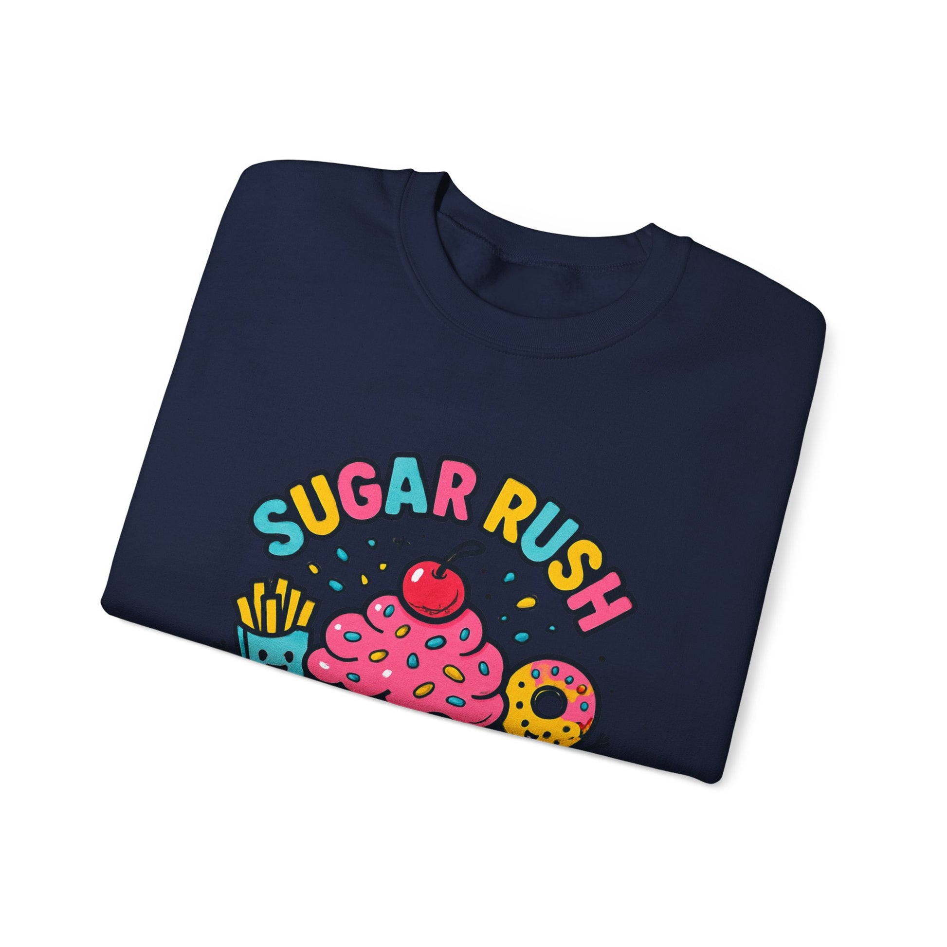 Crewneck Sweatshirt with Sugar Rush Snacks and Cakes Design - Oceanfront Products