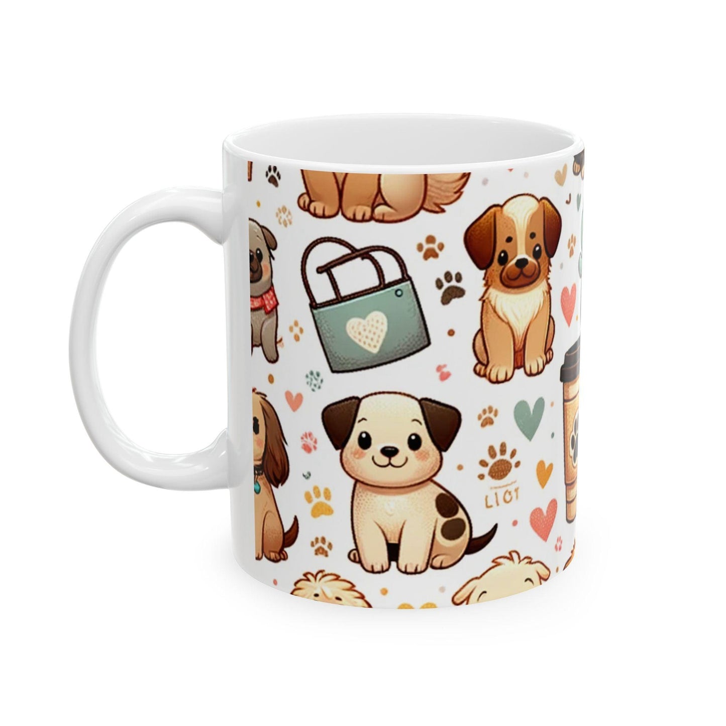 Playful Dog Illustration Coffee Cup: A Heartwarming Choice for Dog Lovers - Oceanfront Products