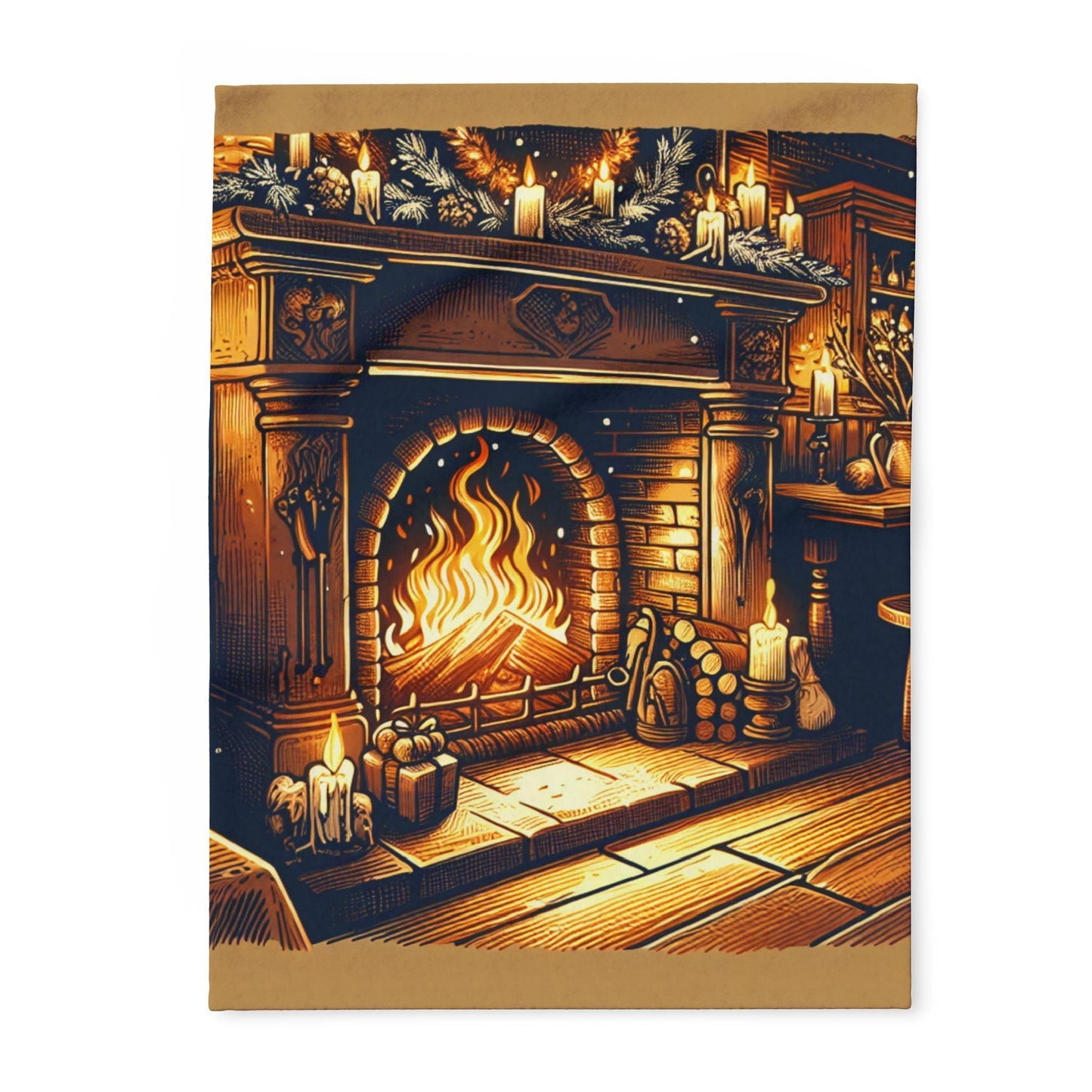 Fleece Blanket with Sizzling Fireplace Design - Oceanfront Products