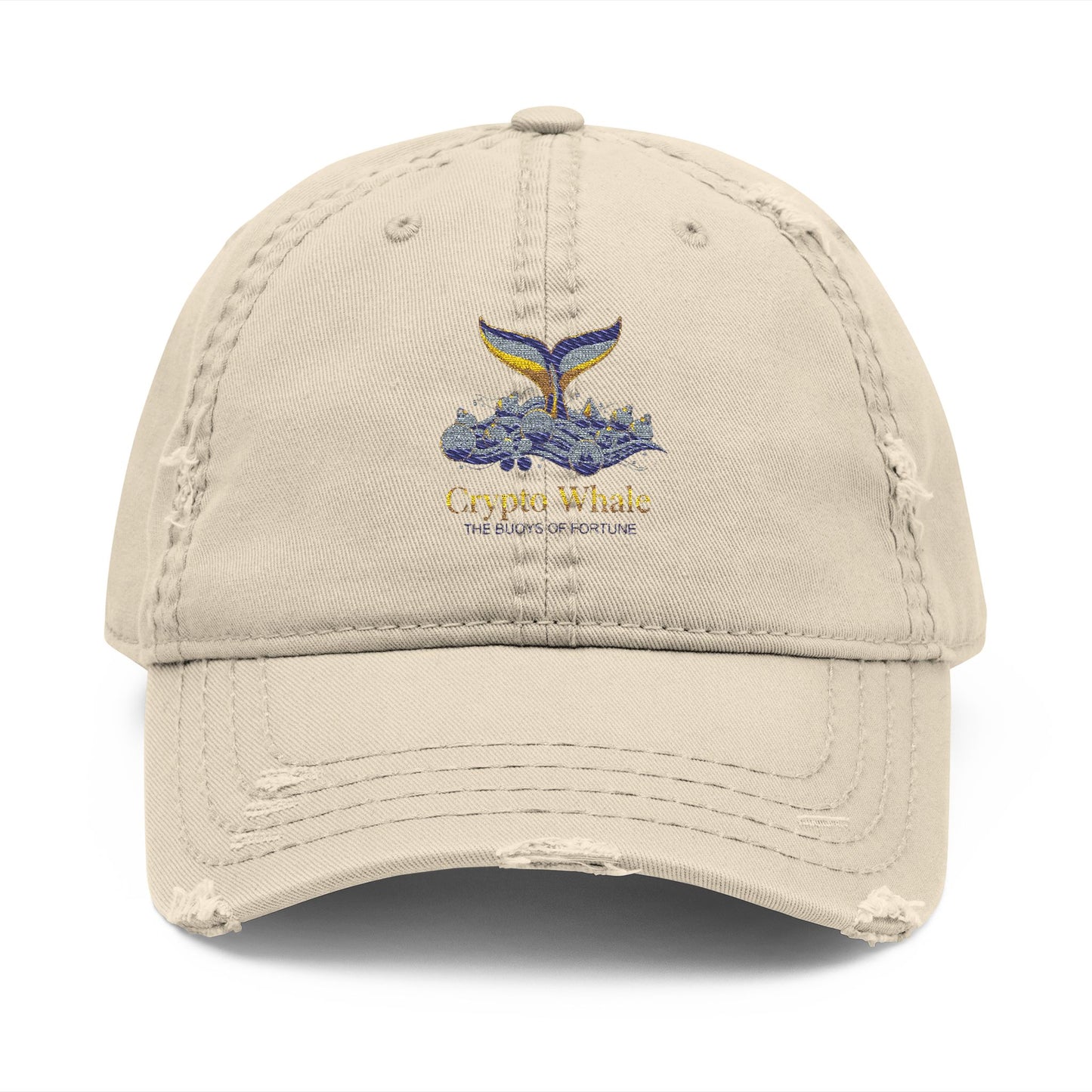 Distressed Embroidered Whale Tail Dad Hat — Coastal Casual Baseball Cap