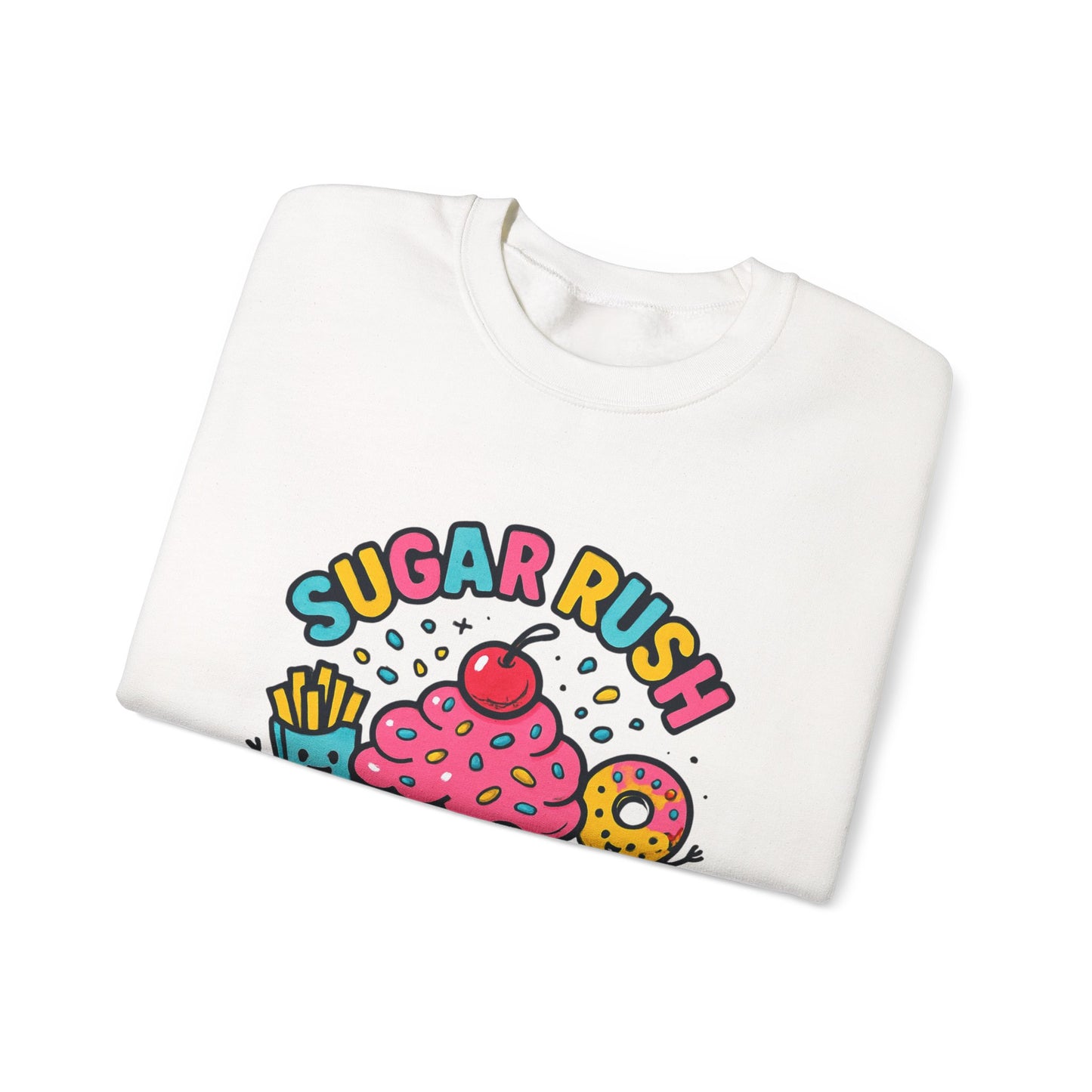 Crewneck Sweatshirt with Sugar Rush Snacks and Cakes Design - Oceanfront Products
